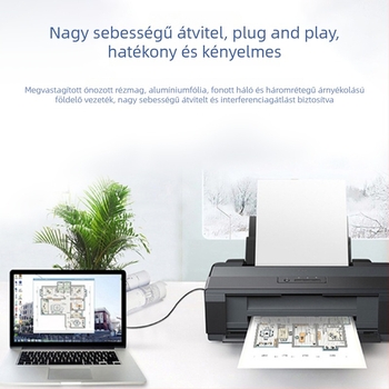 USB 2.0 nyomtató-kábel, fekete, négyszögletes csatlakozó, adatkábel nyomtatóhoz, számítógéphez, végek A/B, hossz 1.5 m / 3 m / 5 m