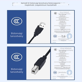 USB 2.0 nyomtató-kábel, fekete, négyszögletes csatlakozó, adatkábel nyomtatóhoz, számítógéphez, végek A/B, hossz 1.5 m / 3 m / 5 m