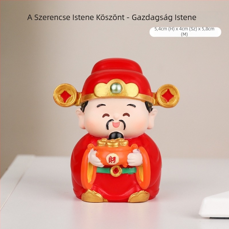 Bőség Istene figurája irodai asztalhoz és bejárathoz – gyanta díszfigura