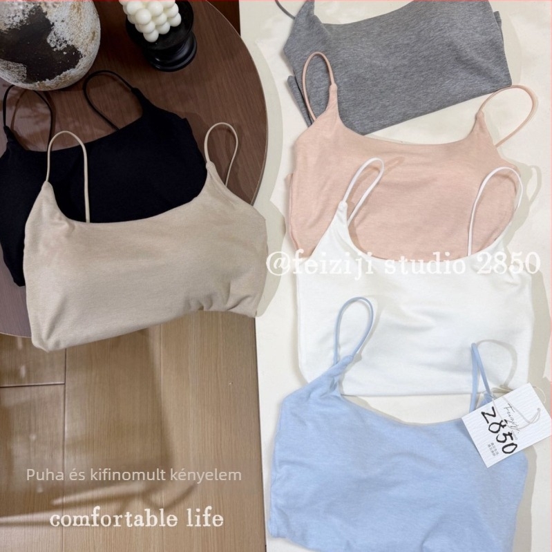 2850 Off-Shoulder felső, egyszínű, vékony pántokkal és mély hátsó résszel, több színben