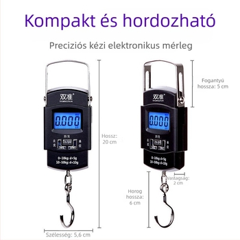 A08 50 kg kézi digitális mérleg poggyászhoz – hordozható mini mérleg, nagy pontosságú