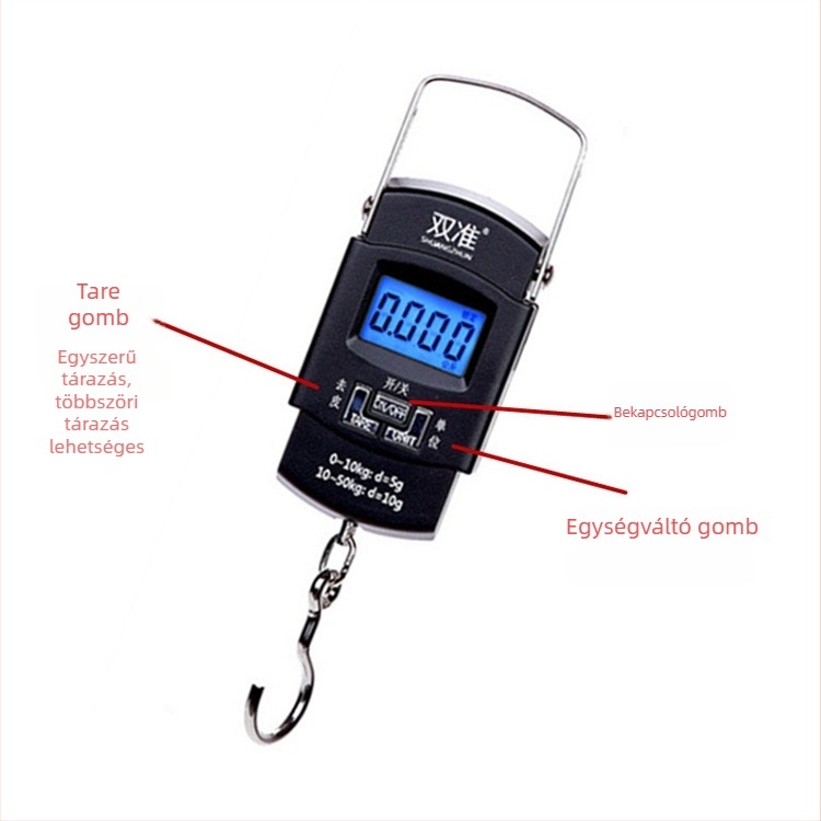 A08 50 kg kézi digitális mérleg poggyászhoz – hordozható mini mérleg, nagy pontosságú