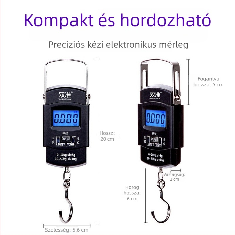 A08 50 kg kézi digitális mérleg poggyászhoz – hordozható mini mérleg, nagy pontosságú