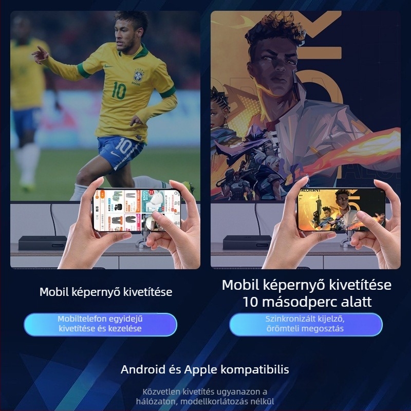 Okos vezeték nélküli Wi‑Fi tévébox, 4K hálózati set‑top box, képernyővetítés, alkalmas médialejátszókhoz