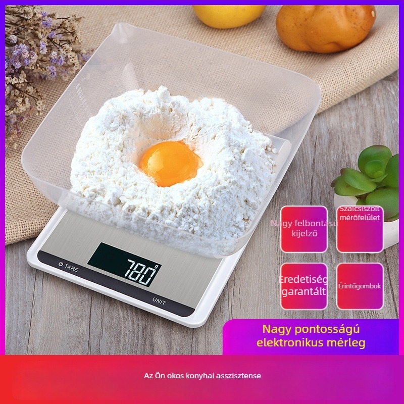Changxie CX-518 rozsdamentes acél konyhai mérleg, táplálkozási és sütemény mérleg, 5 kg/1 g pontosság, 10 kg kapacitás