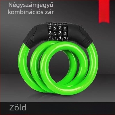 Négyjegyű kerékpárzár, állítható kóddal, színes acélhuzalos zár a lopás elleni védelemhez