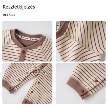 Uniszex újszülött overál, őszi–téli, csíkos, meleg