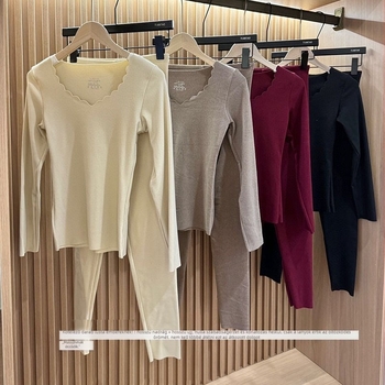 Női őszi-téli kationos melegítő szett, vékony plüss felső és nadrág, hosszú ujjú, V-nyakú, alap termoszövet