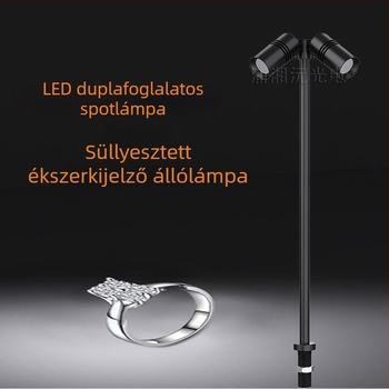 Beépített kettőfejes spotlámpa oszlopra, állítható szögű ékszerpult világítás, teljesen alumínium