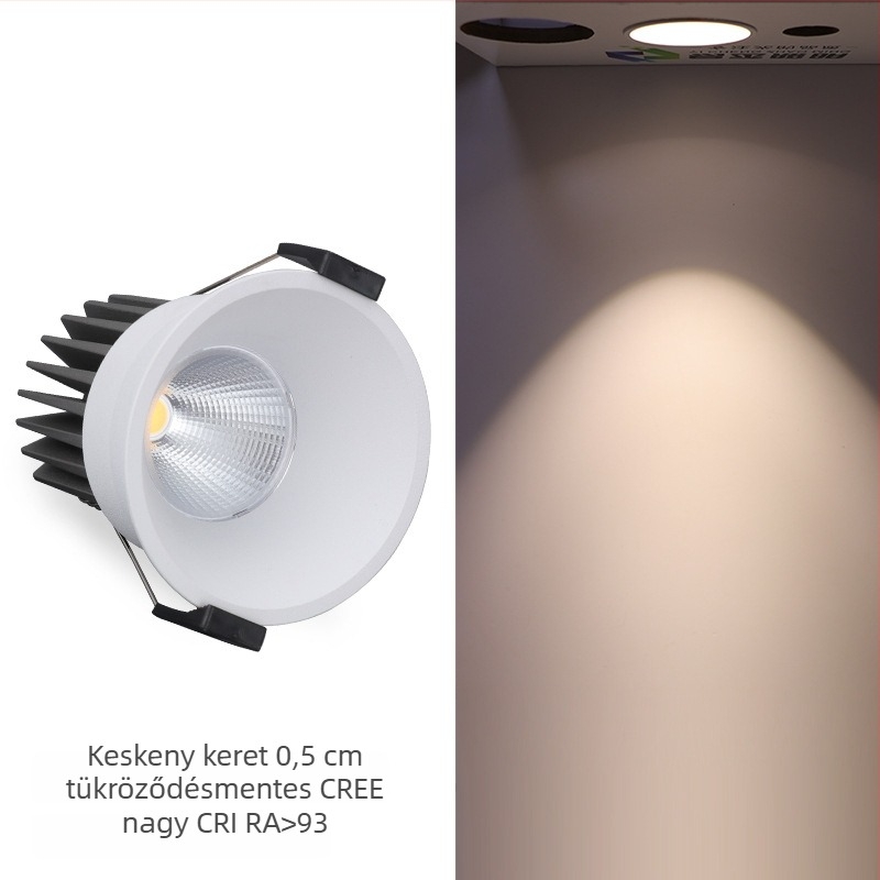 LED mély anti-glare beépített spotlámpa keskeny kerettel, COB mennyezeti lámpa nappalira és előszobába