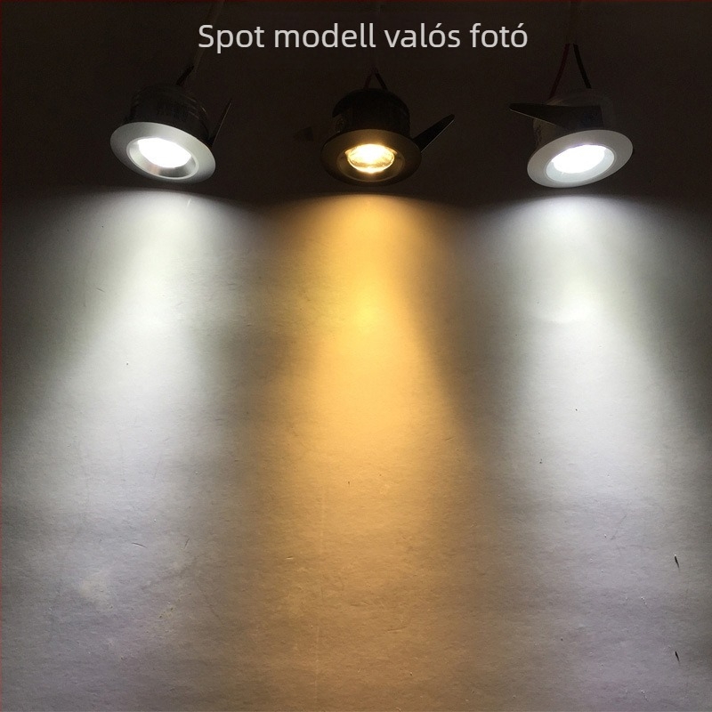 LED mini spotlámpa 1W, Bull’s Eye dizájn, mennyezeti lámpa vitrinek és ékszerek bemutatásához, 3,5 cm nyílás
