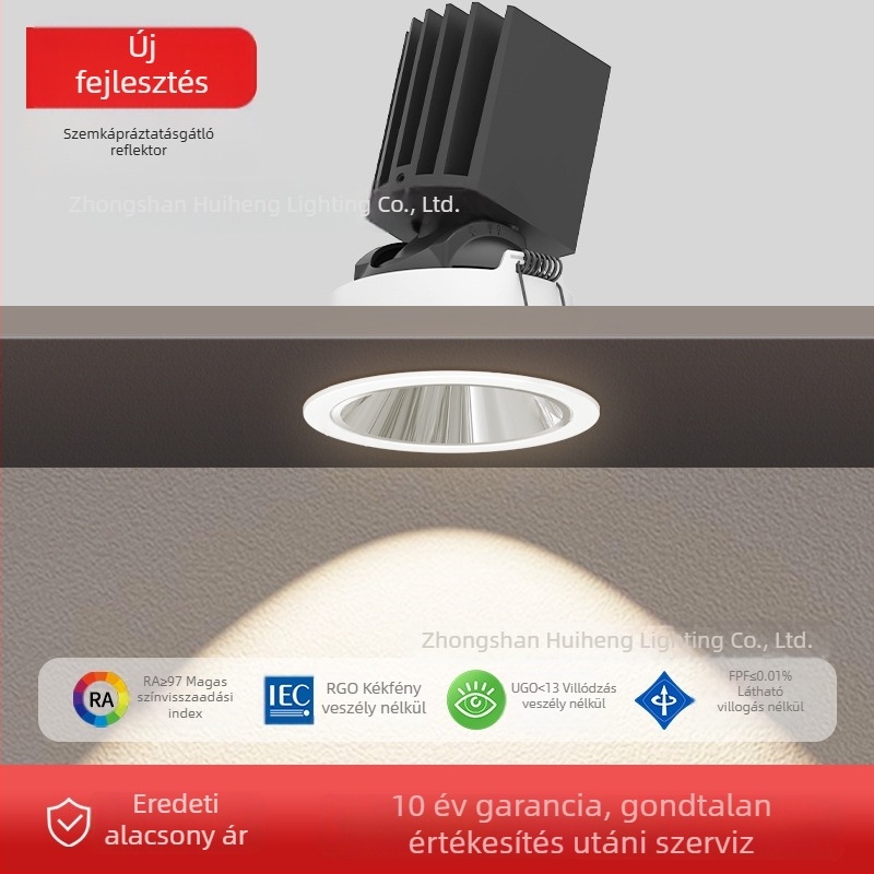 FOOC LED beépített spotlámpa, 55 mm nyílás, anti‑glare, teljes spektrum, otthoni és kereskedelmi használatra (főfény nélkül)