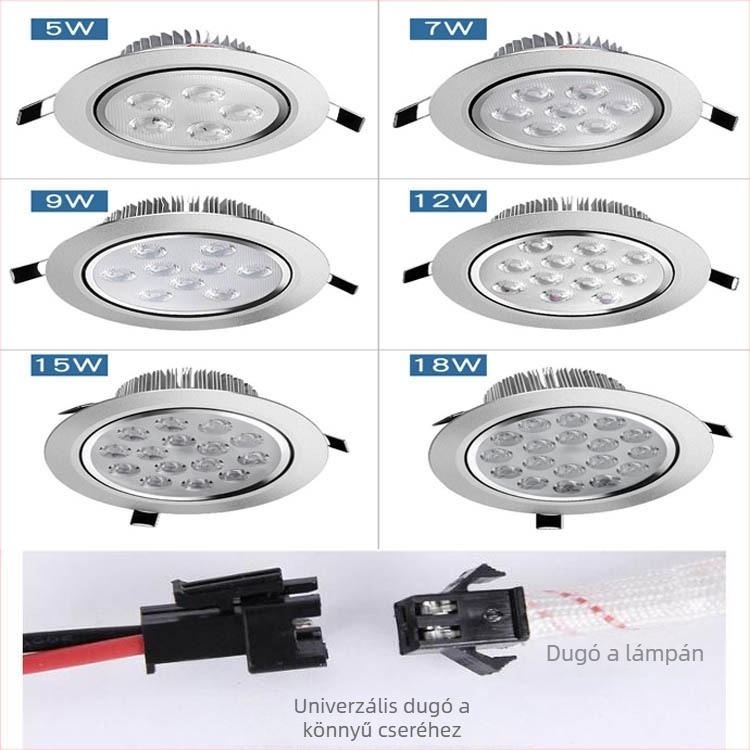 LED mennyezeti spotlámpa beépített, otthoni háttérrel a falon, 3W/5W/7W és 12W/18W, Bullseye fény
