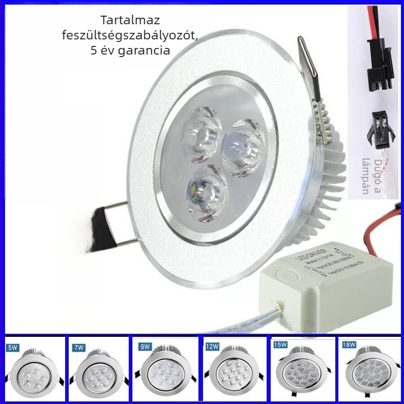 LED mennyezeti spotlámpa beépített, otthoni háttérrel a falon, 3W/5W/7W és 12W/18W, Bullseye fény