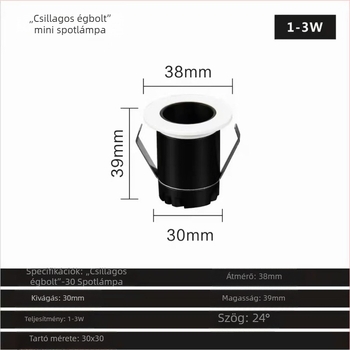 Beépített mennyezeti spotlámpa csillagos égbolt mintával, mini LED spot 3 cm-es nyílással, anti-szórás, nappaliba és borospultba