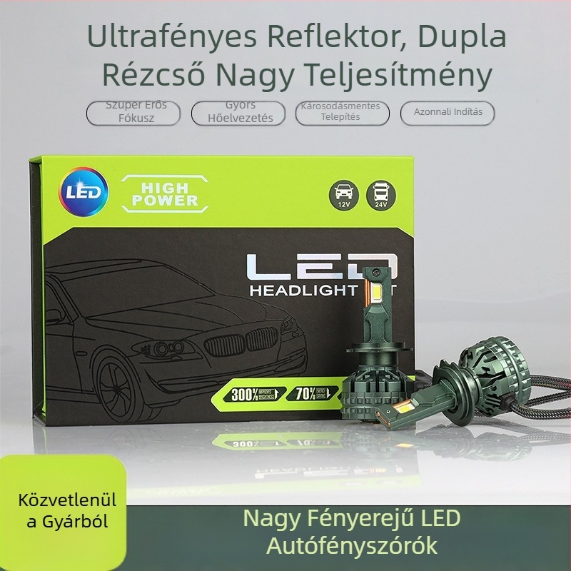 Autó LED lézerfényszórók kettős rézcsővel, nagy teljesítmény