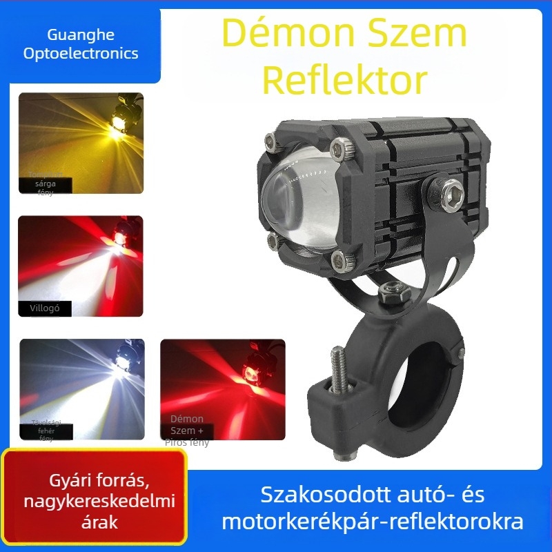 Motorkerékpár Demon Eye LED spot, integrált magas és alacsony fényerővel, külső rögzítés