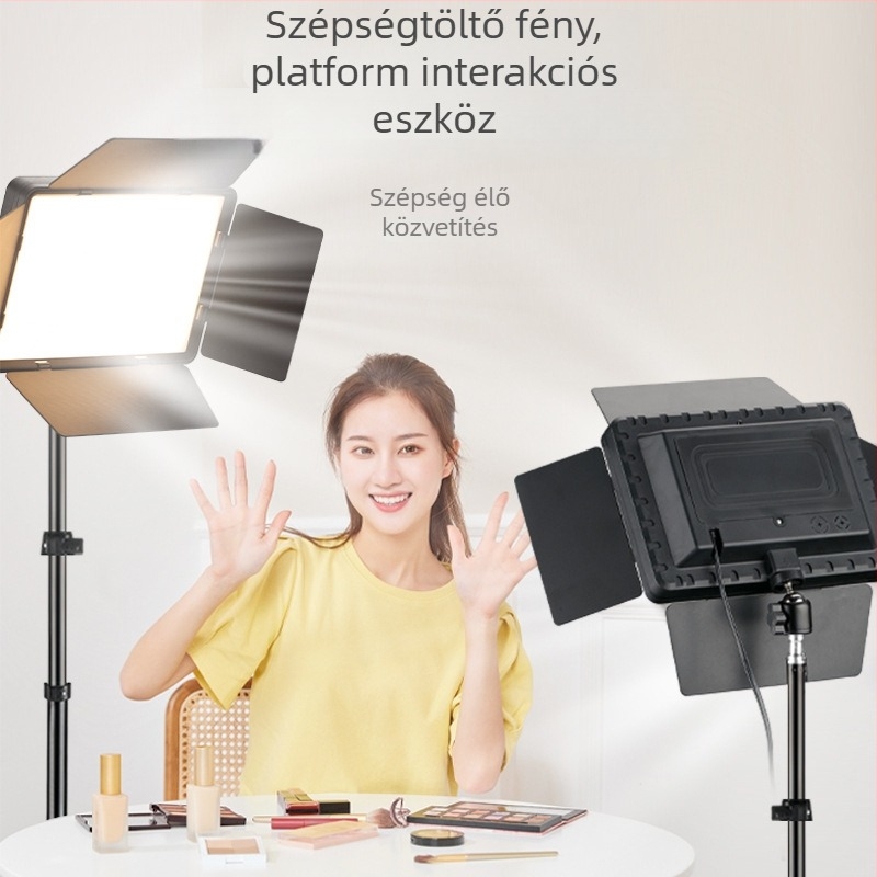 LED lapos paneles töltőlámpa bel- és kültéri fotózáshoz, élő közvetítéshez és sminkeléshez, állítható fényerő