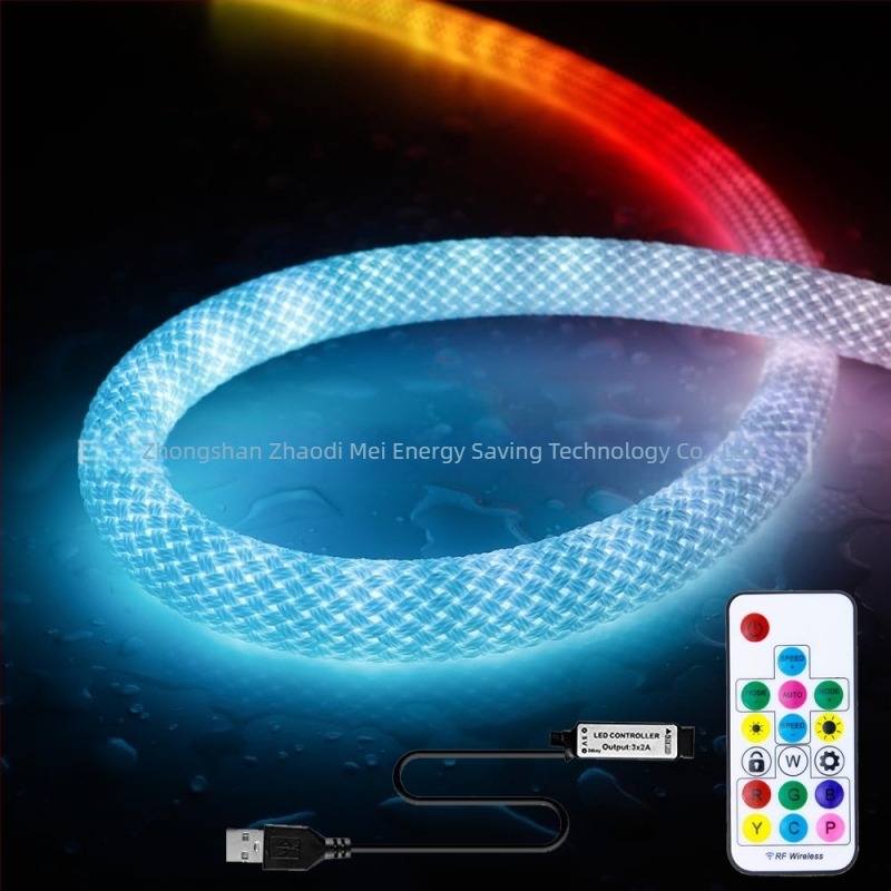 Kör alakú 360° RGB LED hálós mintázatú fénycsík, vízálló, rugalmas neonfény