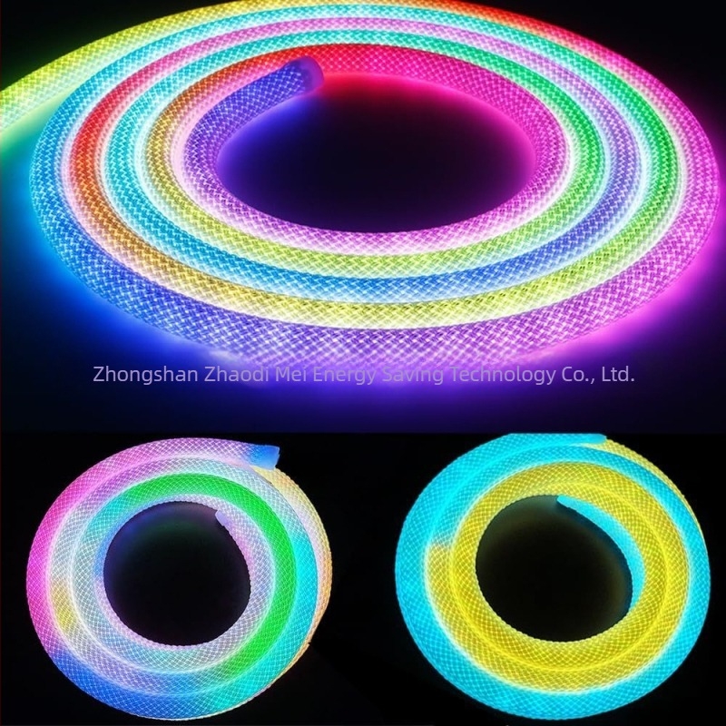 Kör alakú 360° RGB LED hálós mintázatú fénycsík, vízálló, rugalmas neonfény