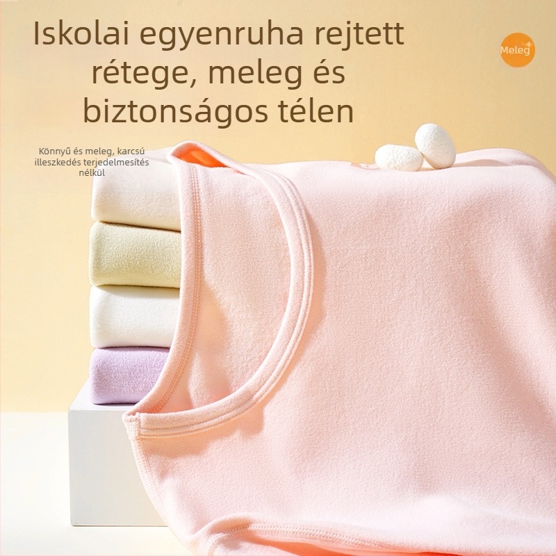 Lányoknak szánt melegítő fehérnemű készlet: vastag őszi felső és nadrág, bőrbarát, antibakteriális