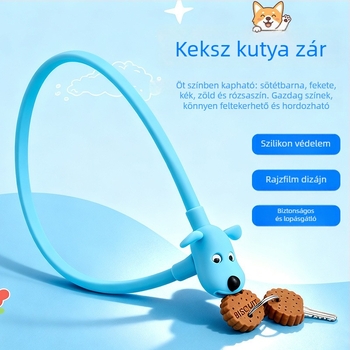 Keyma Szilikon bevonat kábelzár kerékpárhoz, MTB és városi kerékpárokhoz, színes gyűrűs acélkábel, lopás elleni