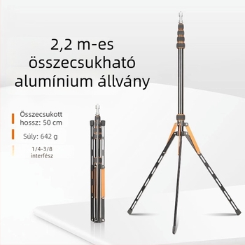 LS-255 Fotózáshoz készült összecsukható kültéri lámpatartó, hordozható karbon- és alumínium ötvözetű háromlábas állvány Shenniu vaku
