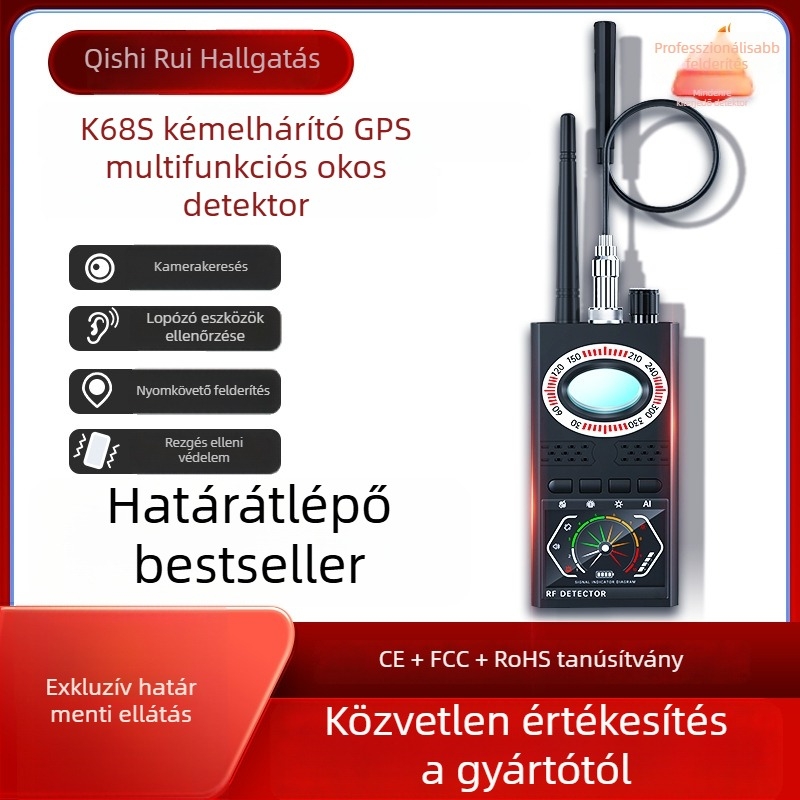 K68S GPS-es rejtett kamera detektor – anti-spy, anti-hallgatás és anti-követés elleni védelem