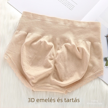 3D honeycomb mintázatú seamless női alsó, középmagas derekú, csipkés szegélyű, has- és csípőemelő