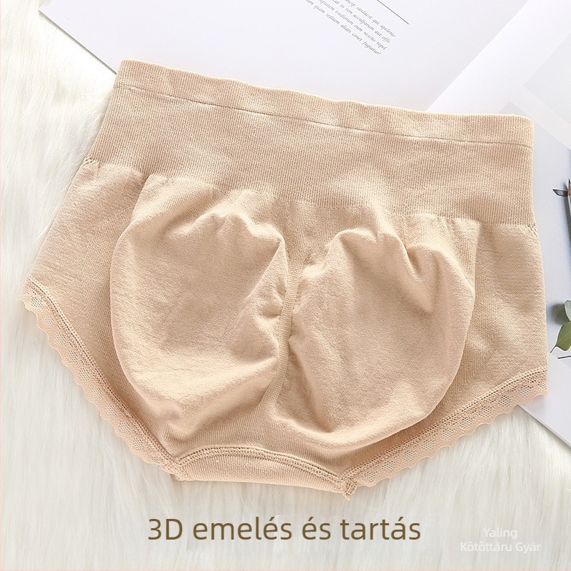 3D honeycomb mintázatú seamless női alsó, középmagas derekú, csipkés szegélyű, has- és csípőemelő