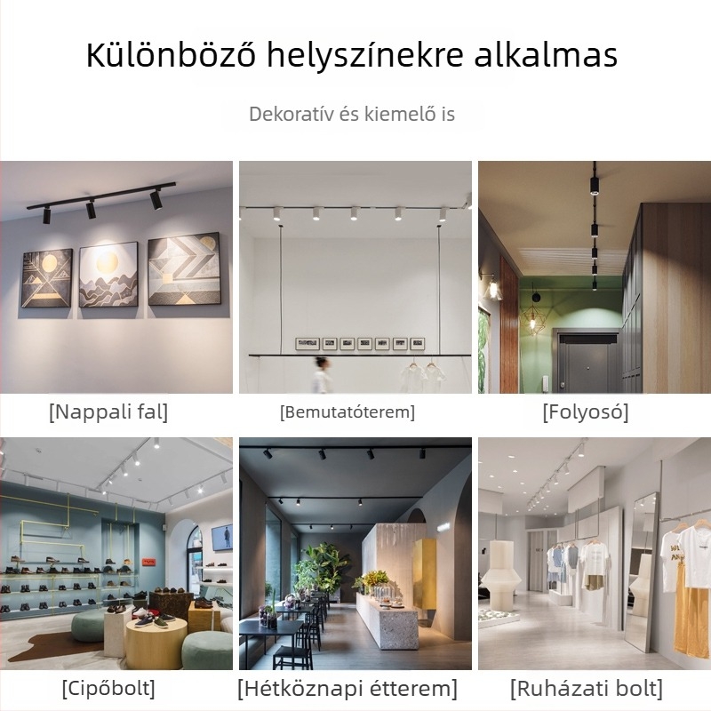 COB LED-es sínvilágító üzletekhez, alumínium házzal, modern minimalist design, mennyezetre és falra