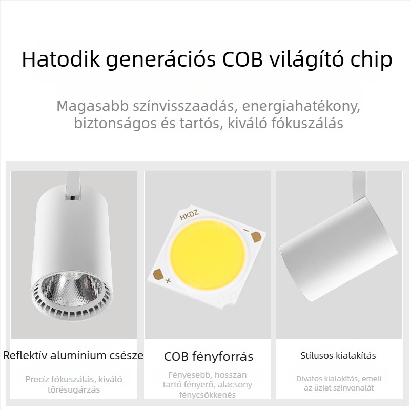 COB LED-es sínvilágító üzletekhez, alumínium házzal, modern minimalist design, mennyezetre és falra