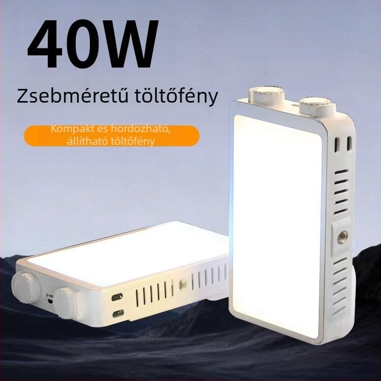 40W zseblámpa, nagy teljesítményű, hordozható RGB kitöltő fény kültéri fotózáshoz és élő közvetítéshez