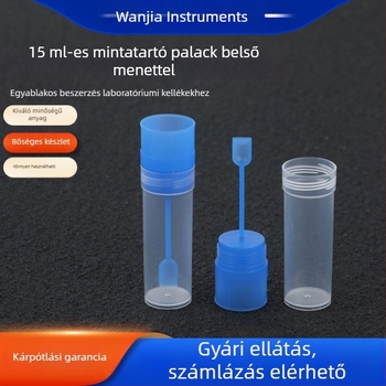 15 ml-es székletgyűjtő pohár belső menetes kupakkal, székletmintavételi cső