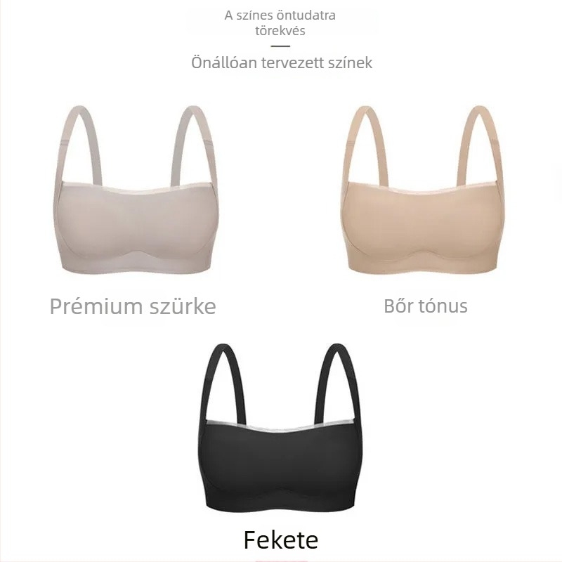 Sima, varrat nélküli latex melltartó, merevítő nélkül, kis mellek formázása, sportos vest-stílusú hátsó támogatás.