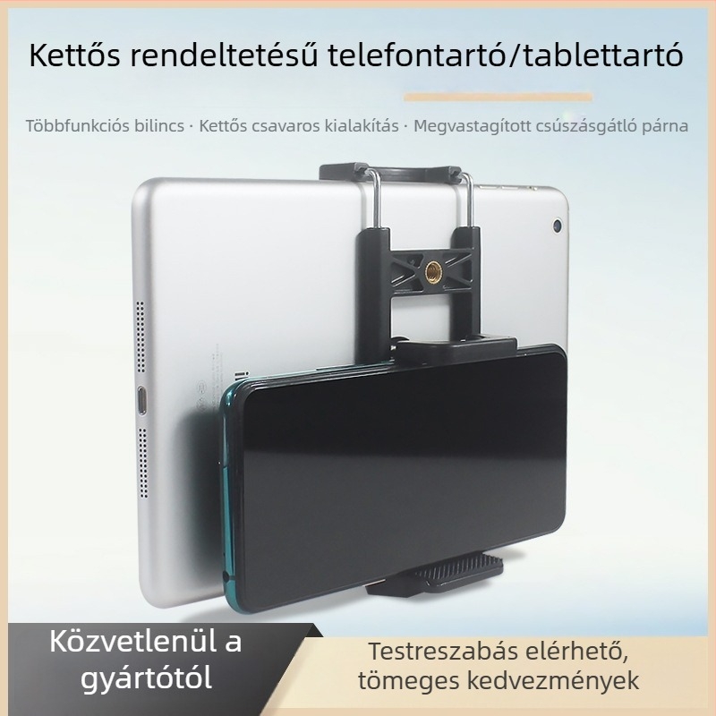 Kétfunkciós klip telefonhoz és tabletához, asztali állvánnyal – 2-in-1 szelfi és fotózásra
