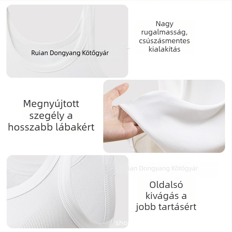 Női pamut ujjatlan felső, kerek nyakú, egyszínű, könnyű nyári alapréteg