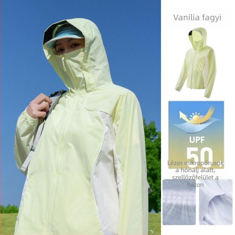 Uniszex napvédő kabát UV-védelemmel, könnyű, lélegző Ice Silk anyagból, kapucnival, kültéri hegyi tevékenységekhez