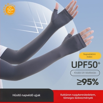 Női hosszú Ice Silk napvédő karvédő, egyszínű, kerékpározáshoz és vezetéshez