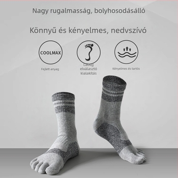 Férfiaknak szóló ötujjas pamut zokni, középmagas hosszúságú, sportos, lélegző, nedvesség-szívó, szagtalan
