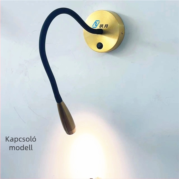 Moderne luxus LED fali lámpa rugalmas csővel és réz felülettel, ideális hálószobai olvasáshoz