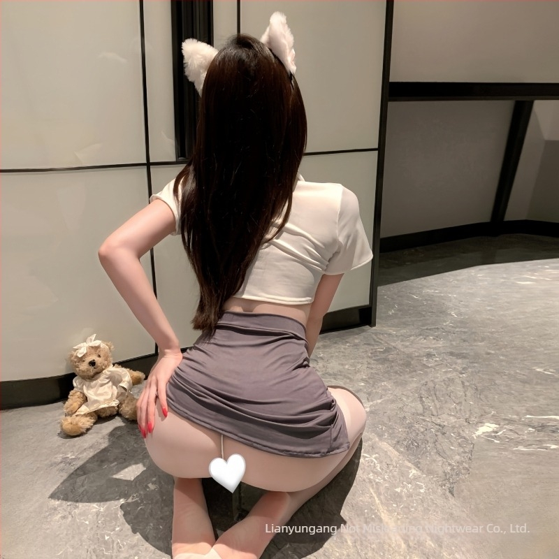 Szexi cosplay fehérnemű: készlet iskolai egyenruhás és szobalány stílusú ruhákkal, pizsama
