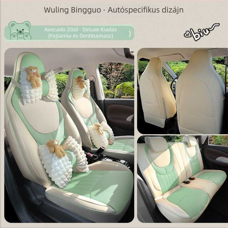 Wuling Bingohoz való bőr autóülés párnák rajzfilmszerű mintával — négy évszakos