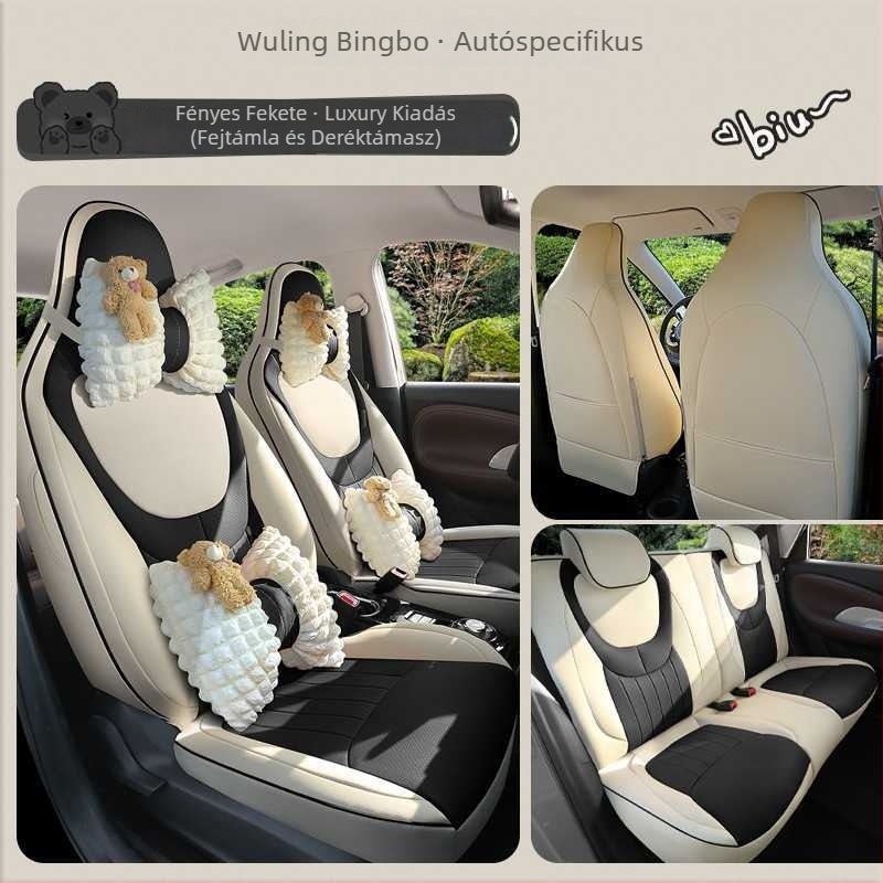 Wuling Bingohoz való bőr autóülés párnák rajzfilmszerű mintával — négy évszakos