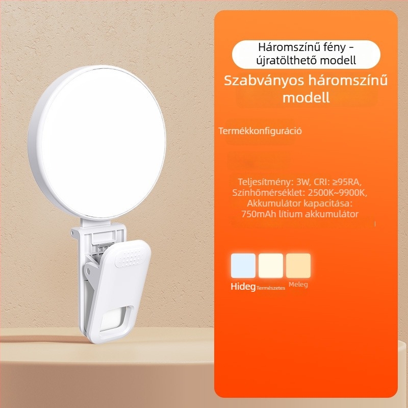 Mini RGB kitöltőfény élő közvetítéshez: számítógéphez és mobiltelefonhoz, bőr simítása és fényképezés