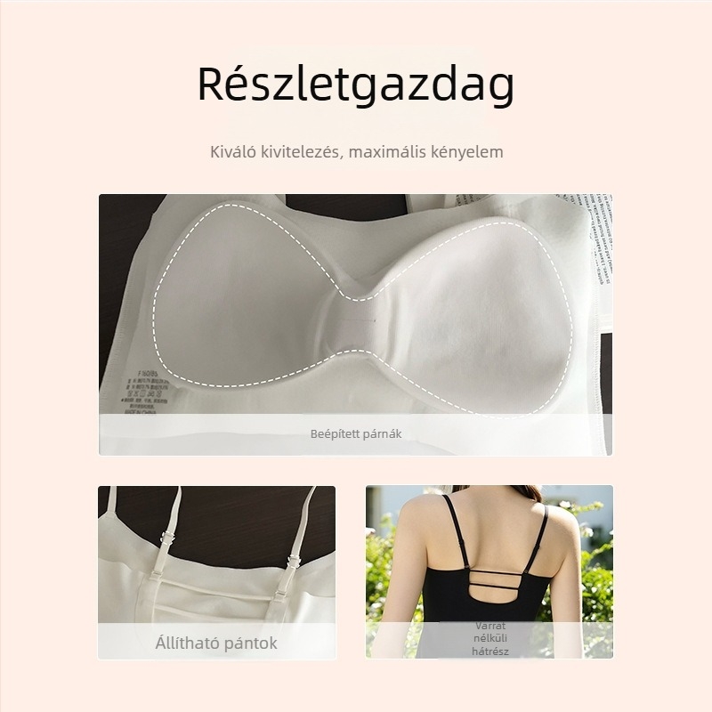 Ultra vékony, seamless nyári top Ice Silk anyagból, beépített melltartó betéttel, minimalistikus hátsó rész
