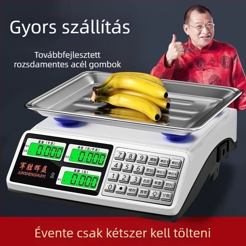 Kompakt 30 kg-os elektronikus mérleg üzleti felhasználásra, pontos konyhai mérleg zöldségüzlethez és standon történő értékesítéshez