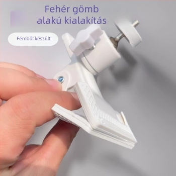 Fehér gömbfejű pan-tilt szorító, fényvillanó tartó, asztali háttérhez klip
