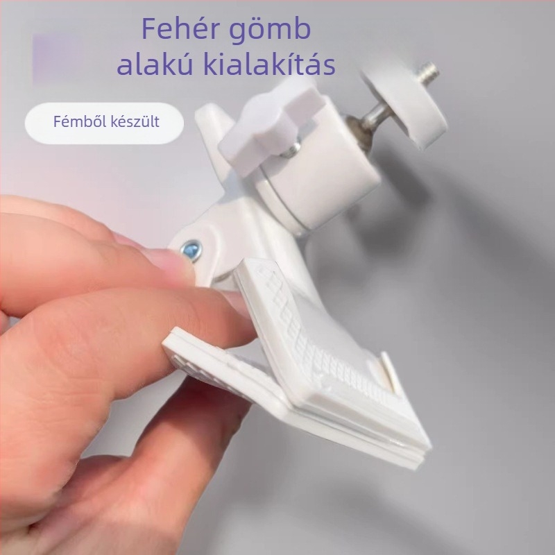 Fehér gömbfejű pan-tilt szorító, fényvillanó tartó, asztali háttérhez klip