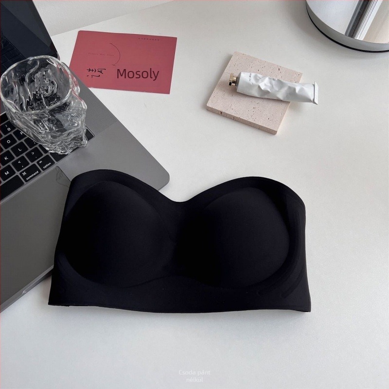 Csodás pánt nélküli női top alsónemű, zselés puha támasz, push-up kismellre, csúszásmentes, ruha alá való